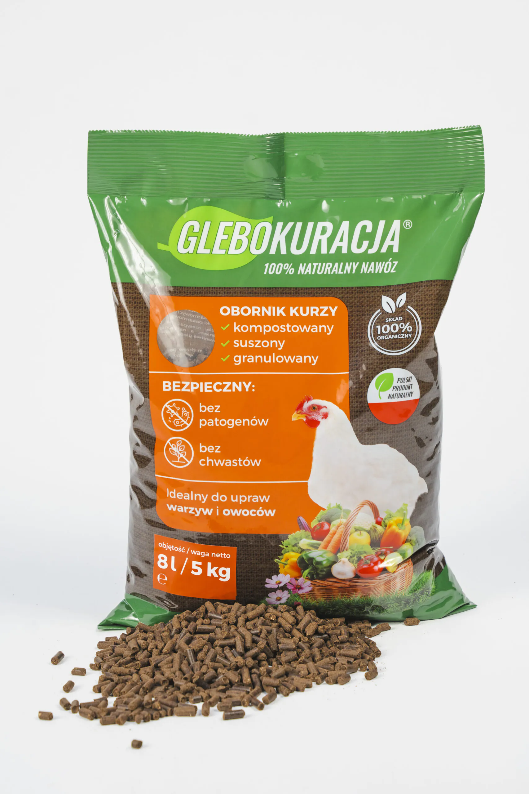Obornik kurzy organiczny granulowany 8L (5kg) nawóz Glebokuracja