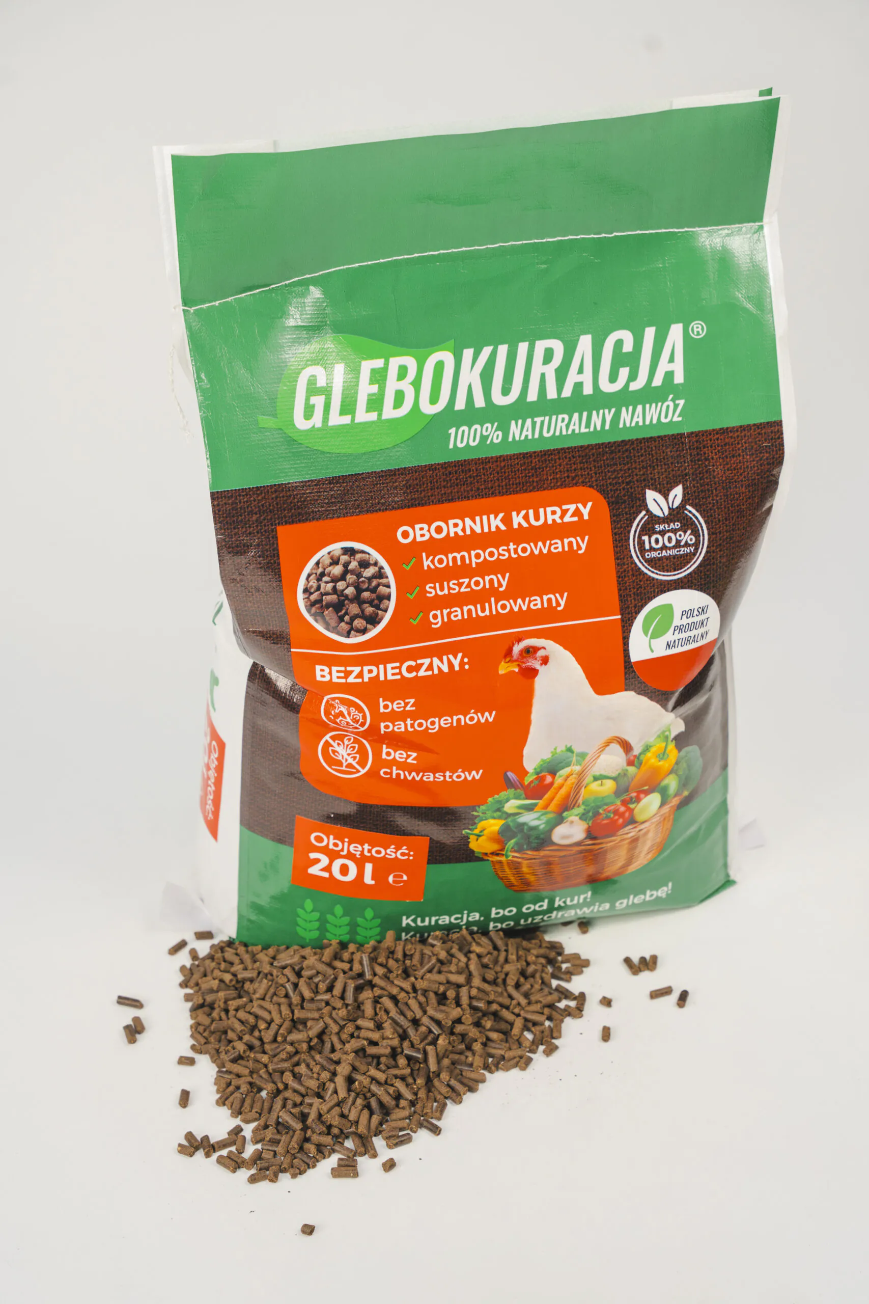 Obornik kurzy organiczny granulowany 20L (14kg) nawóz Glebokuracja