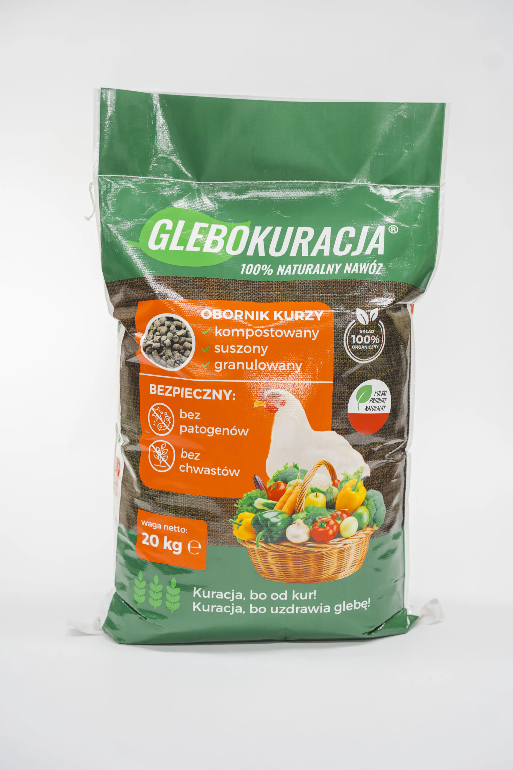 Obornik kurzy organiczny granulowany 20L (14kg) nawóz Glebokuracja